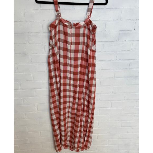 Suzanne Betro NWT Orange Brown White Plaid Midi Sleeveless Dress -sz S - Picture 4 of 6